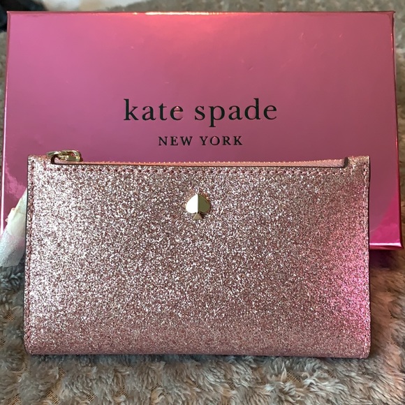 kate spade Handbags - New ♠️ Kate Spade Pink Glitter Slim Wallet